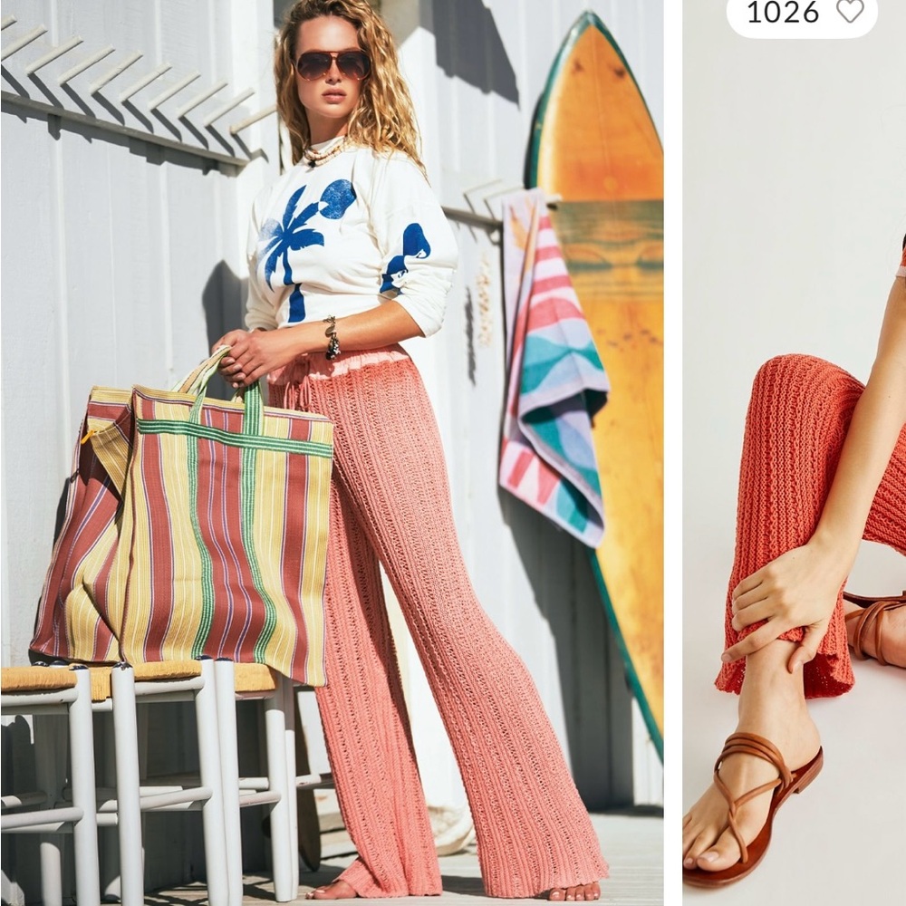 Free People bright orange knit pants